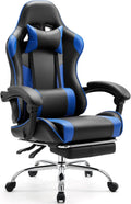 Blue Ergonomic Gaming Chair with Footrest & Adjustable Headrest – Supports 275 lbs