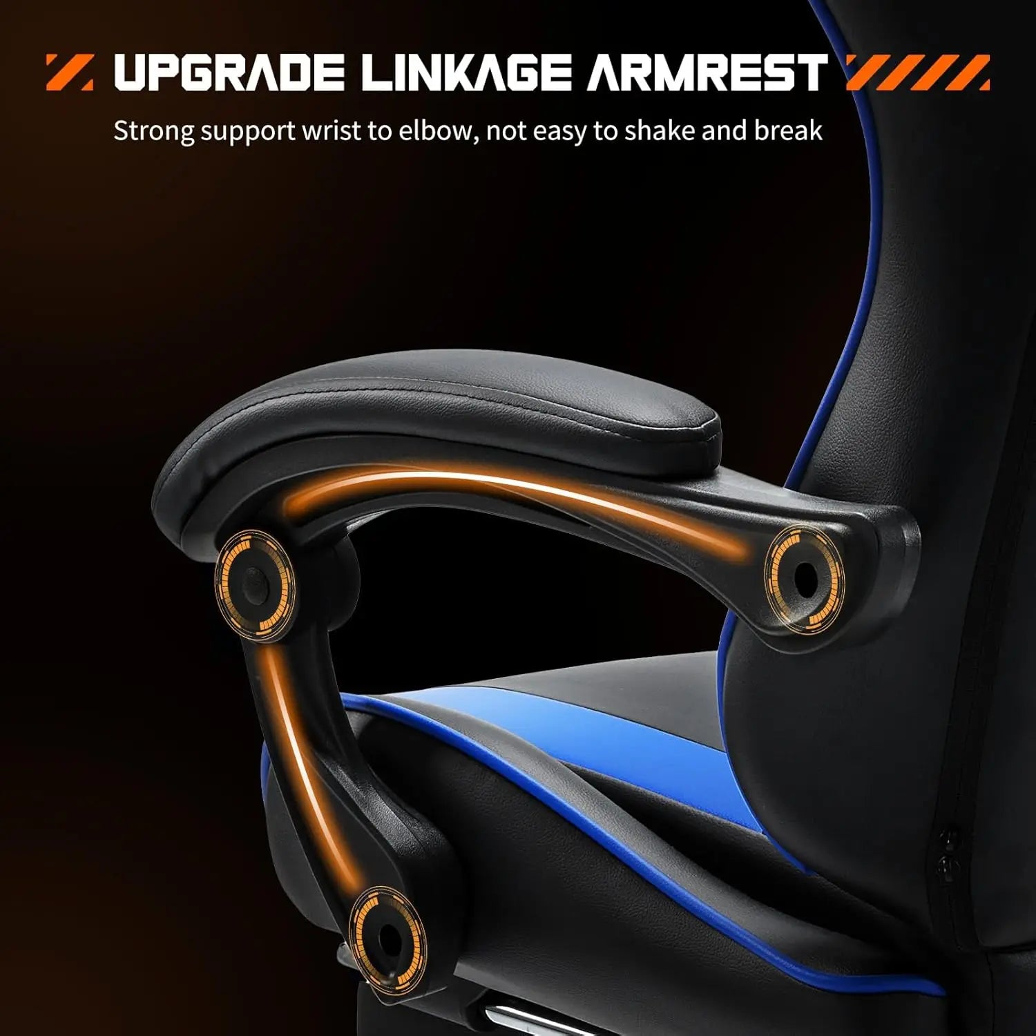 Blue Ergonomic Gaming Chair with Footrest & Adjustable Headrest – Supports 275 lbs